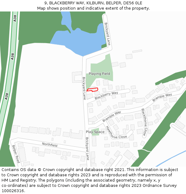 9, BLACKBERRY WAY, KILBURN, BELPER, DE56 0LE: Location map and indicative extent of plot