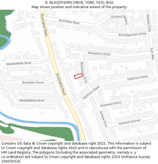 9, BLACKTHORN DRIVE, YORK, YO31 9HG: Location map and indicative extent of plot