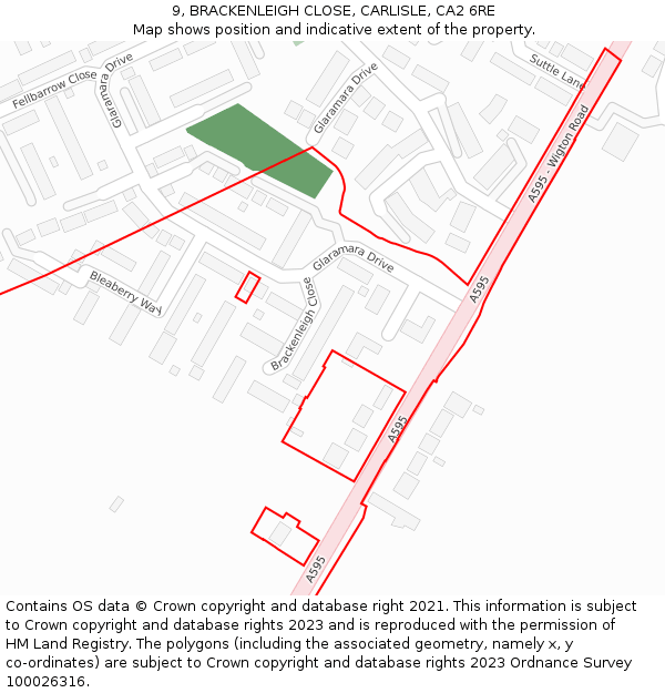 9, BRACKENLEIGH CLOSE, CARLISLE, CA2 6RE: Location map and indicative extent of plot