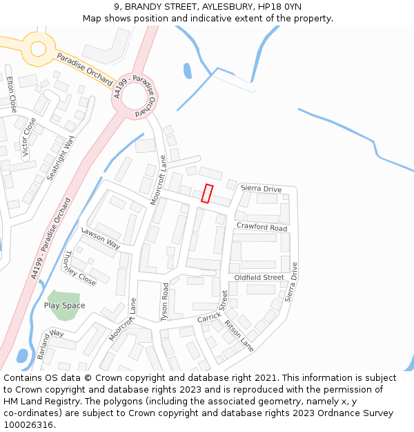 9, BRANDY STREET, AYLESBURY, HP18 0YN: Location map and indicative extent of plot