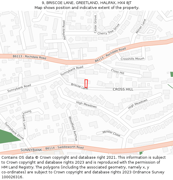 9, BRISCOE LANE, GREETLAND, HALIFAX, HX4 8JT: Location map and indicative extent of plot