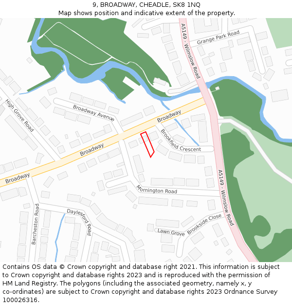 9, BROADWAY, CHEADLE, SK8 1NQ: Location map and indicative extent of plot