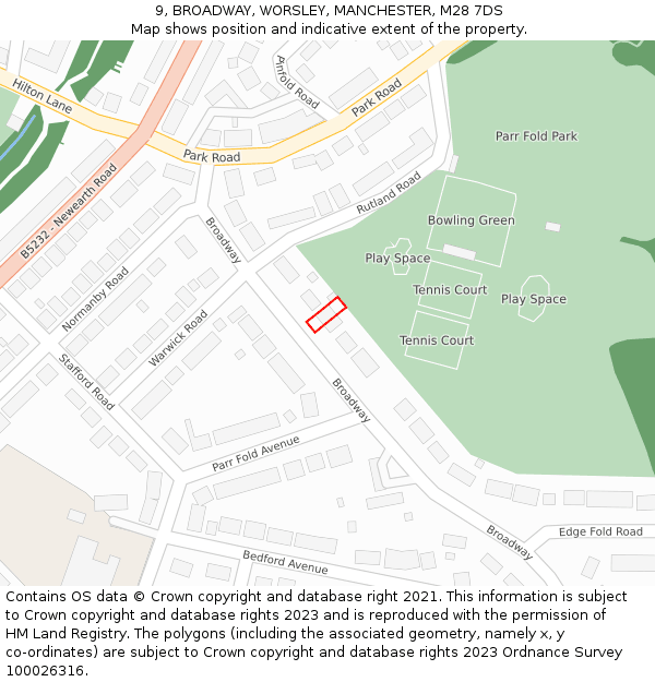 9, BROADWAY, WORSLEY, MANCHESTER, M28 7DS: Location map and indicative extent of plot