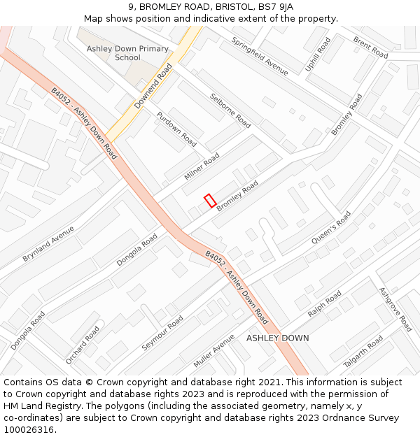 9, BROMLEY ROAD, BRISTOL, BS7 9JA: Location map and indicative extent of plot
