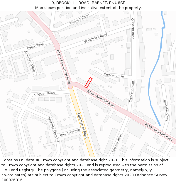 9, BROOKHILL ROAD, BARNET, EN4 8SE: Location map and indicative extent of plot