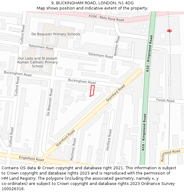 9, BUCKINGHAM ROAD, LONDON, N1 4DG: Location map and indicative extent of plot