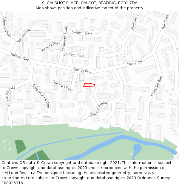 9, CALSHOT PLACE, CALCOT, READING, RG31 7DA: Location map and indicative extent of plot