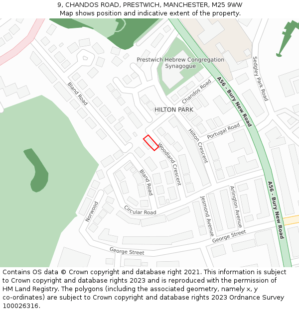 9, CHANDOS ROAD, PRESTWICH, MANCHESTER, M25 9WW: Location map and indicative extent of plot