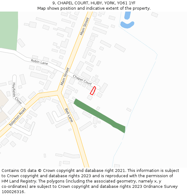 9, CHAPEL COURT, HUBY, YORK, YO61 1YF: Location map and indicative extent of plot