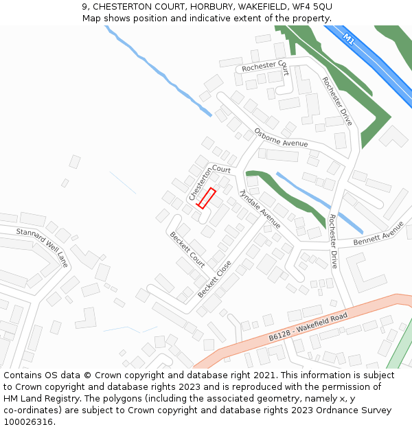 9, CHESTERTON COURT, HORBURY, WAKEFIELD, WF4 5QU: Location map and indicative extent of plot