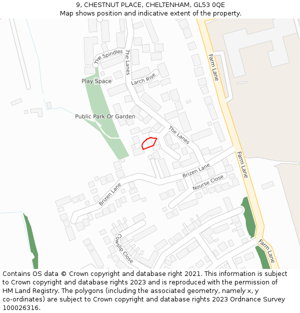 9, CHESTNUT PLACE, CHELTENHAM, GL53 0QE: Location map and indicative extent of plot