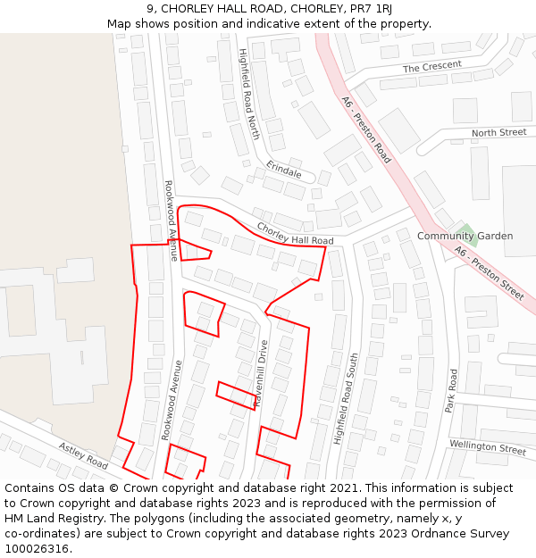 9, CHORLEY HALL ROAD, CHORLEY, PR7 1RJ: Location map and indicative extent of plot