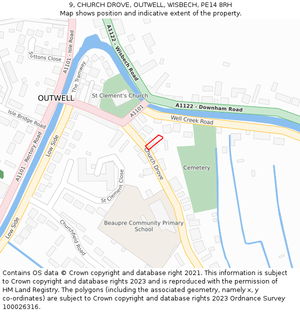 9, CHURCH DROVE, OUTWELL, WISBECH, PE14 8RH: Location map and indicative extent of plot