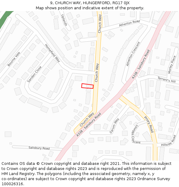 9, CHURCH WAY, HUNGERFORD, RG17 0JX: Location map and indicative extent of plot