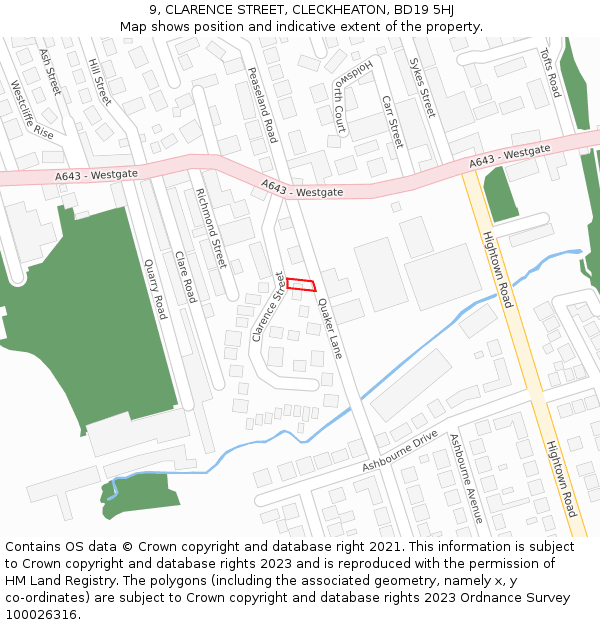 9, CLARENCE STREET, CLECKHEATON, BD19 5HJ: Location map and indicative extent of plot