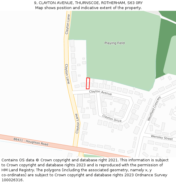 9, CLAYTON AVENUE, THURNSCOE, ROTHERHAM, S63 0RY: Location map and indicative extent of plot