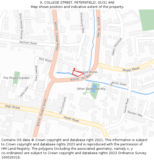9, COLLEGE STREET, PETERSFIELD, GU31 4AE: Location map and indicative extent of plot