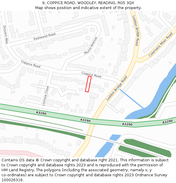 9, COPPICE ROAD, WOODLEY, READING, RG5 3QX: Location map and indicative extent of plot