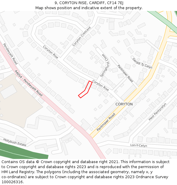 9, CORYTON RISE, CARDIFF, CF14 7EJ: Location map and indicative extent of plot
