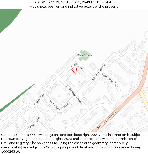 9, COXLEY VIEW, NETHERTON, WAKEFIELD, WF4 4LT: Location map and indicative extent of plot