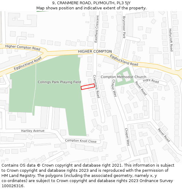 9, CRANMERE ROAD, PLYMOUTH, PL3 5JY: Location map and indicative extent of plot
