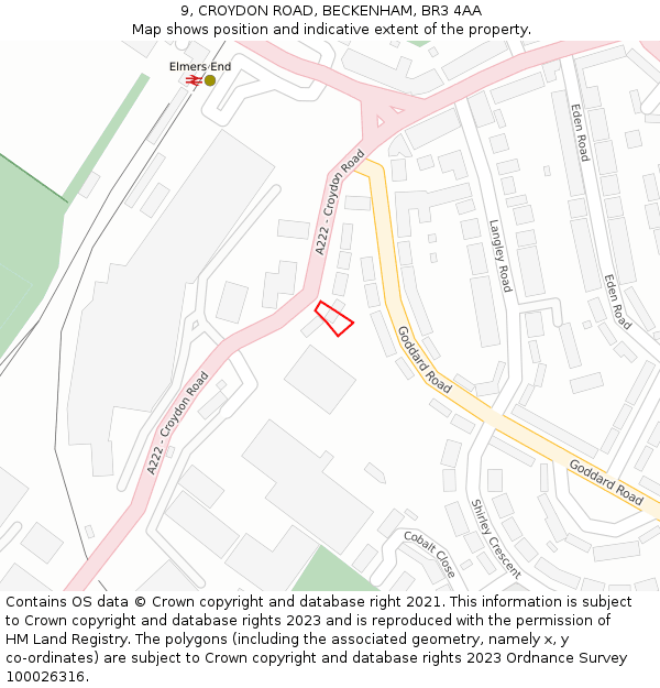 9, CROYDON ROAD, BECKENHAM, BR3 4AA: Location map and indicative extent of plot