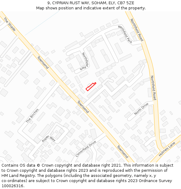 9, CYPRIAN RUST WAY, SOHAM, ELY, CB7 5ZE: Location map and indicative extent of plot