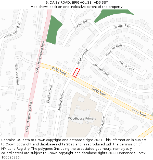 9, DAISY ROAD, BRIGHOUSE, HD6 3SY: Location map and indicative extent of plot