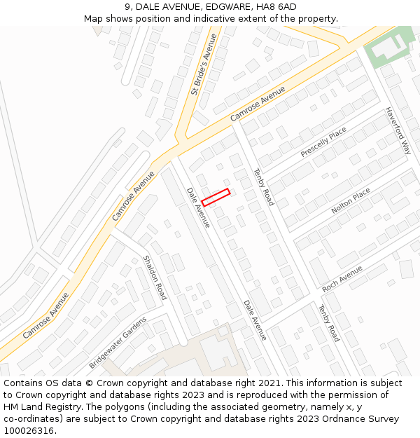 9, DALE AVENUE, EDGWARE, HA8 6AD: Location map and indicative extent of plot