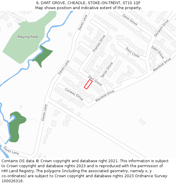 9, DART GROVE, CHEADLE, STOKE-ON-TRENT, ST10 1QF: Location map and indicative extent of plot