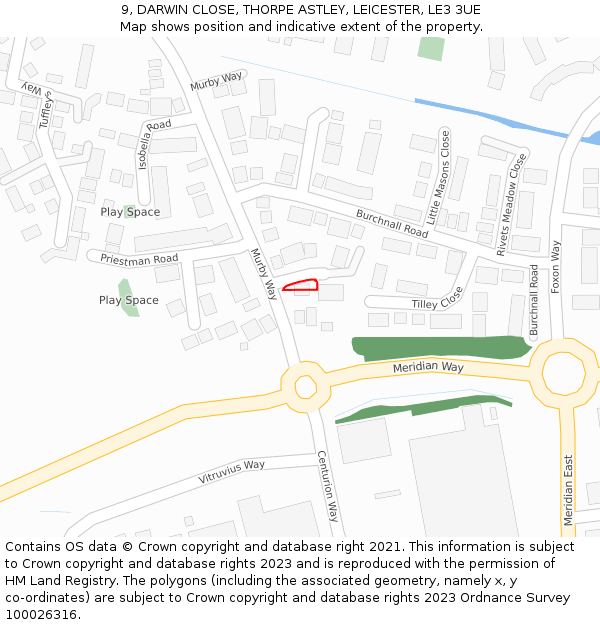 9, DARWIN CLOSE, THORPE ASTLEY, LEICESTER, LE3 3UE: Location map and indicative extent of plot