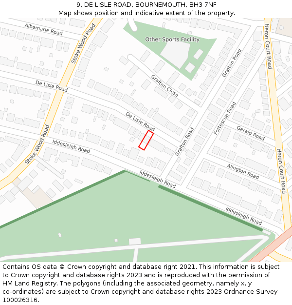 9, DE LISLE ROAD, BOURNEMOUTH, BH3 7NF: Location map and indicative extent of plot
