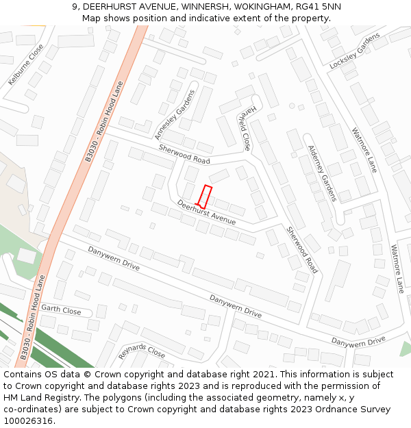 9, DEERHURST AVENUE, WINNERSH, WOKINGHAM, RG41 5NN: Location map and indicative extent of plot