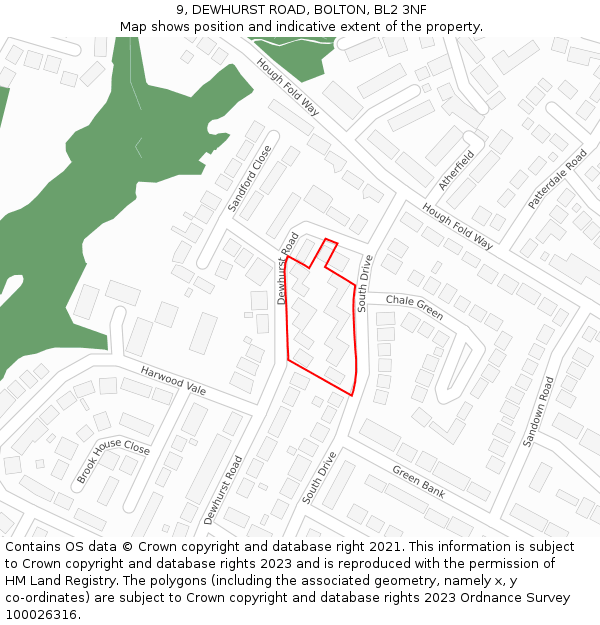 9, DEWHURST ROAD, BOLTON, BL2 3NF: Location map and indicative extent of plot