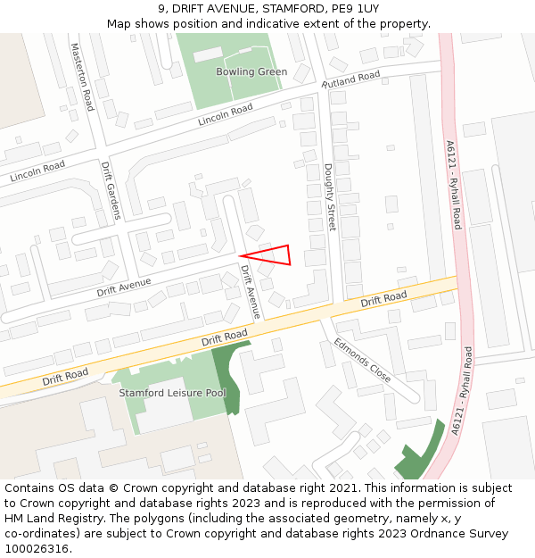 9, DRIFT AVENUE, STAMFORD, PE9 1UY: Location map and indicative extent of plot