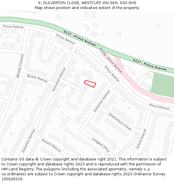 9, DULVERTON CLOSE, WESTCLIFF-ON-SEA, SS0 0HS: Location map and indicative extent of plot