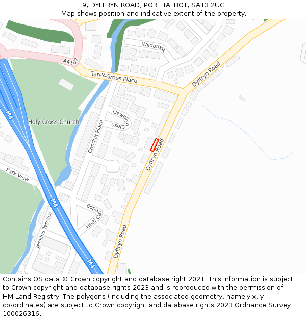 9, DYFFRYN ROAD, PORT TALBOT, SA13 2UG: Location map and indicative extent of plot