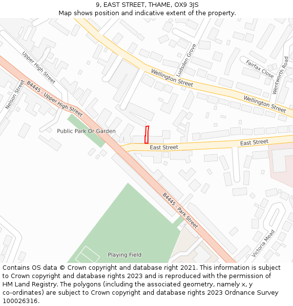 9, EAST STREET, THAME, OX9 3JS: Location map and indicative extent of plot