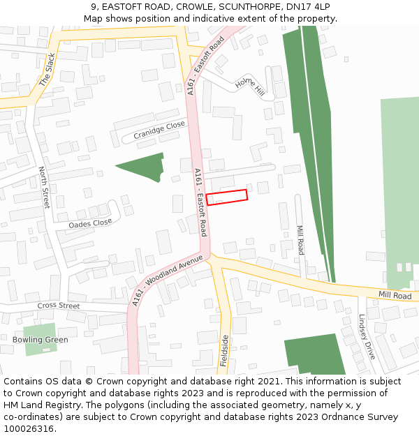 9, EASTOFT ROAD, CROWLE, SCUNTHORPE, DN17 4LP: Location map and indicative extent of plot
