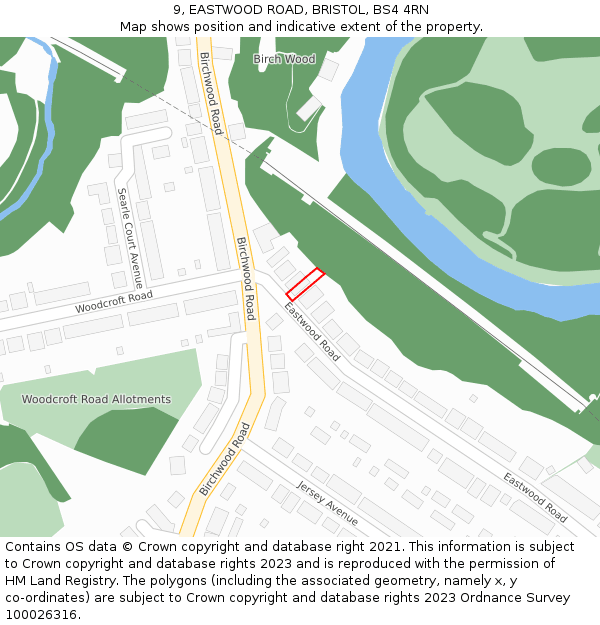 9, EASTWOOD ROAD, BRISTOL, BS4 4RN: Location map and indicative extent of plot
