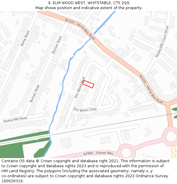 9, ELM WOOD WEST, WHITSTABLE, CT5 2QS: Location map and indicative extent of plot