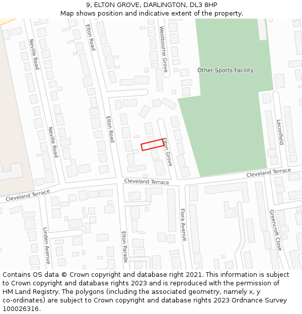 9, ELTON GROVE, DARLINGTON, DL3 8HP: Location map and indicative extent of plot