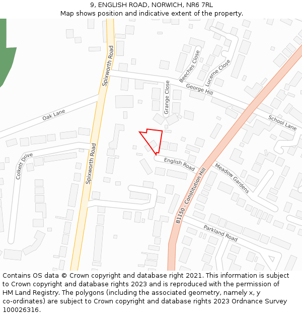 9, ENGLISH ROAD, NORWICH, NR6 7RL: Location map and indicative extent of plot