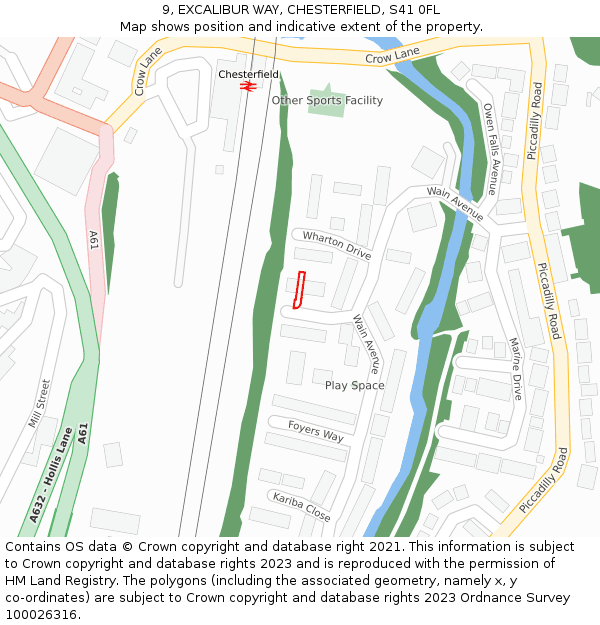 9, EXCALIBUR WAY, CHESTERFIELD, S41 0FL: Location map and indicative extent of plot