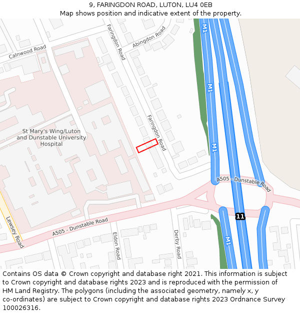 9, FARINGDON ROAD, LUTON, LU4 0EB: Location map and indicative extent of plot