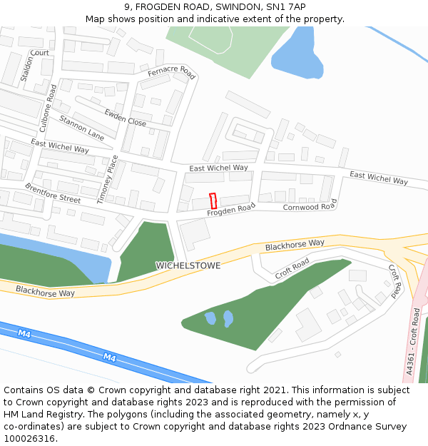 9, FROGDEN ROAD, SWINDON, SN1 7AP: Location map and indicative extent of plot