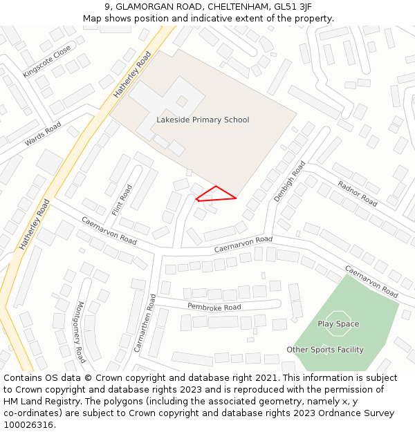 9, GLAMORGAN ROAD, CHELTENHAM, GL51 3JF: Location map and indicative extent of plot