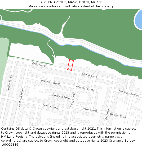 9, GLEN AVENUE, MANCHESTER, M9 4EE: Location map and indicative extent of plot