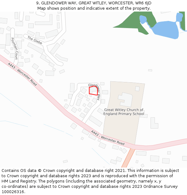 9, GLENDOWER WAY, GREAT WITLEY, WORCESTER, WR6 6JD: Location map and indicative extent of plot