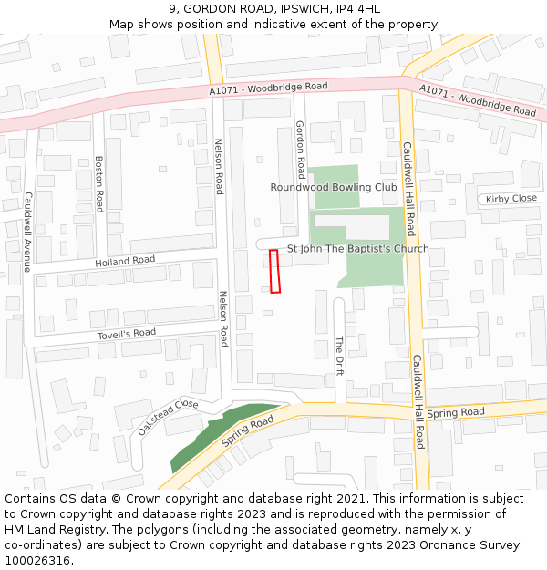 9, GORDON ROAD, IPSWICH, IP4 4HL: Location map and indicative extent of plot